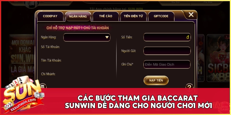 Các bước tham gia Baccarat Sunwin dễ dàng cho người chơi mới