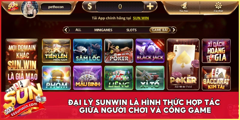 Đại lý Sunwin là hình thức hợp tác giữa người chơi và cổng game