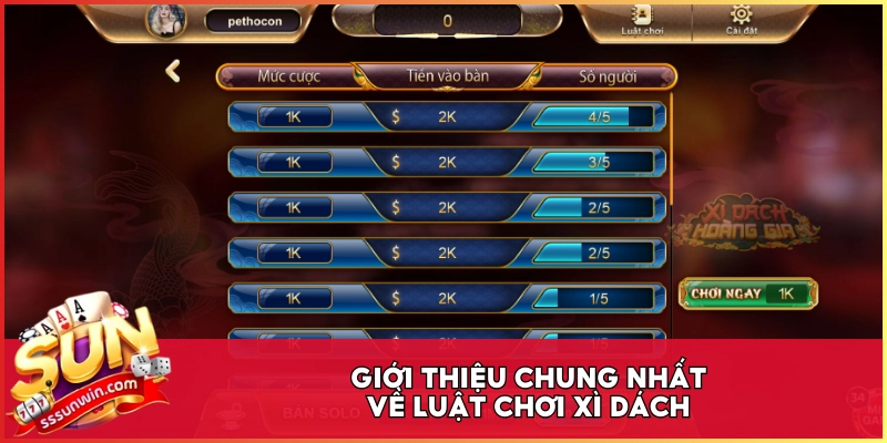 Giới thiệu chung nhất về luật chơi Xì Dách