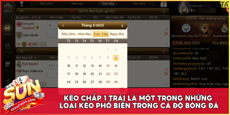 Kèo chấp 1 trái là một trong những loại kèo phổ biến trong cá độ bóng đá