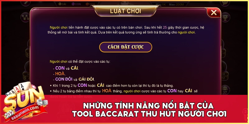 Những tính năng nổi bật của tool Baccarat thu hút người chơi