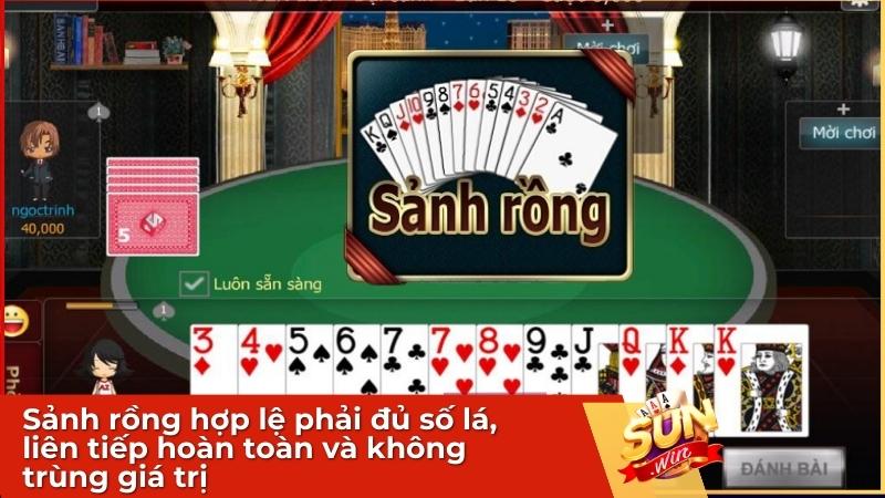 Sảnh rồng hợp lệ phải đủ số lá, liên tiếp hoàn toàn và không trùng giá trị