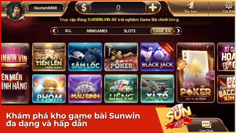 Game Bài Sunwin – Khám Phá Kho Game Đổi Thưởng Đa Dạng Nhất 2025 11 Khám phá kho game bài Sunwin đa dạng và hấp dẫn