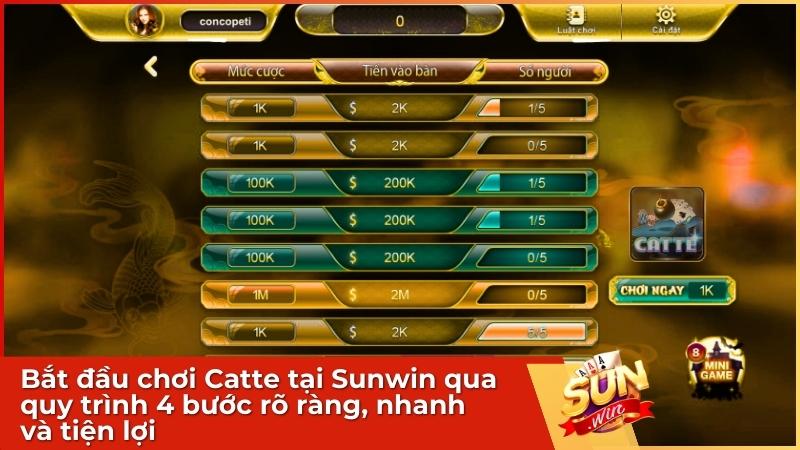 Game bài Catte tại Sunwin: Hướng dẫn luật chơi và mẹo đánh bại đối thủ 3 Bắt đầu chơi Catte tại Sunwin qua quy trình 4 bước rõ ràng, nhanh và tiện lợi