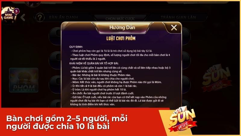 Game Bài Phỏm Tại Sunwin: Hướng Dẫn Luật Chơi, Cách Tính Điểm và Bí Kíp Ù Tròn 2 Bàn chơi game bài Phỏm tại Sunwin gồm 2–5 người, mỗi người được chia 10 lá bài