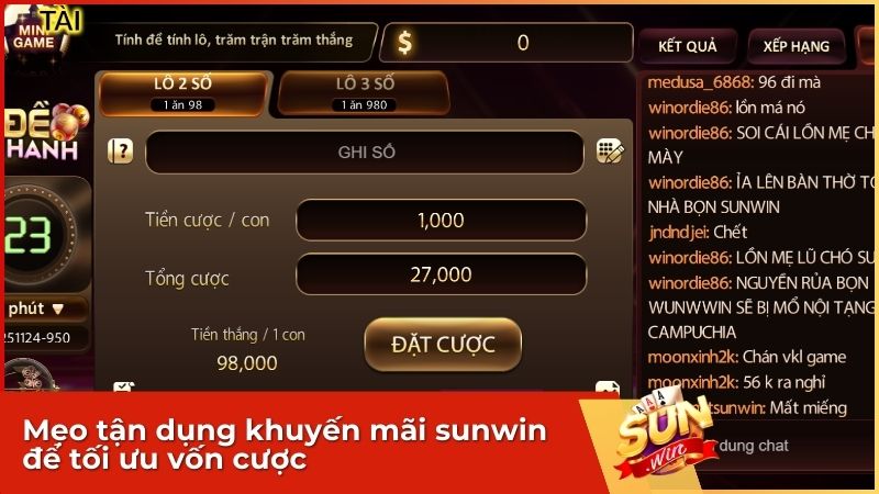 Mẹo tận dụng khuyến mãi sunwin để tối ưu vốn cược