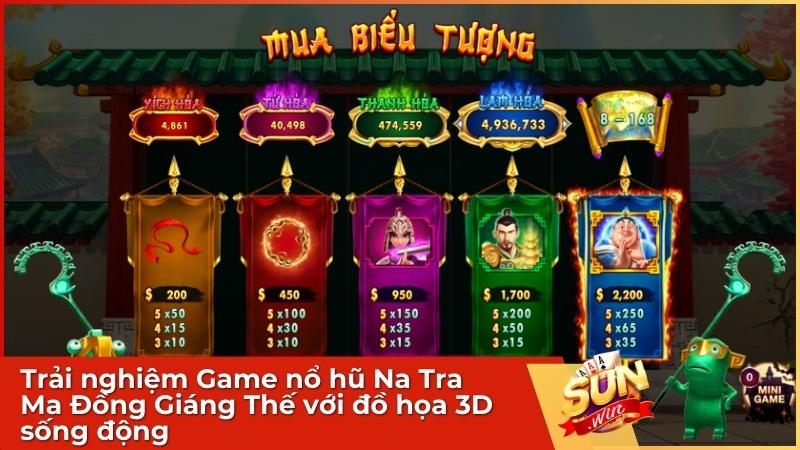 Game nổ hũ Na Tra Ma Đồng Giáng Thế Sunwin: Luật chơi & Cách săn Jackpot 1 Trải nghiệm Game nổ hũ Na Tra Ma Đồng Giáng Thế với đồ họa 3D sống động
