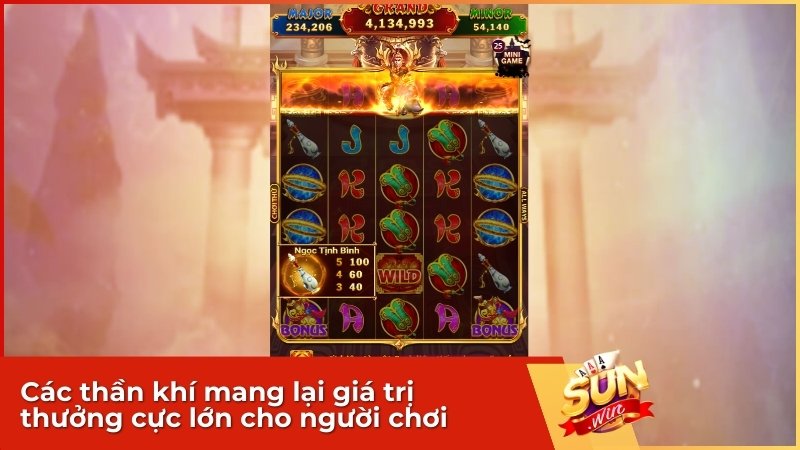 Hướng Dẫn Chơi Game Nổ Hũ Tây Du Thần Khí Sunwin: Bí Kíp Săn Hũ Grand 2 Các thần khí mang lại giá trị thưởng cực lớn cho người chơi