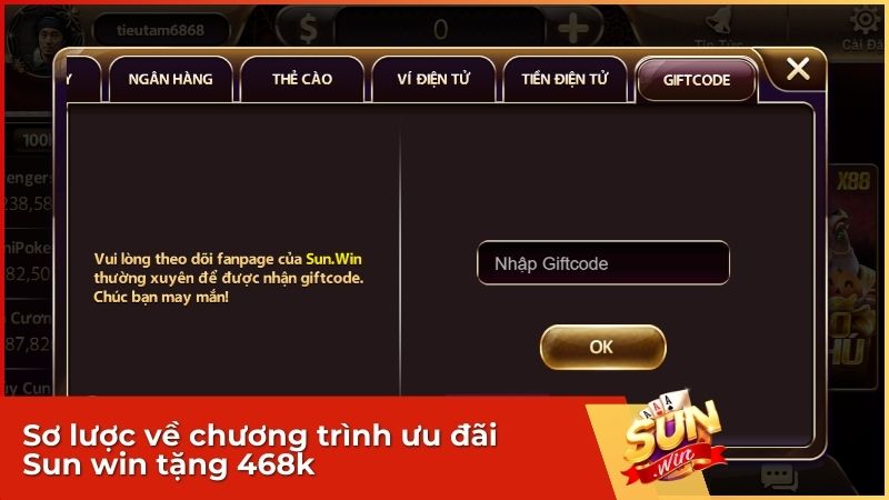 Sơ lược về chương trình ưu đãi Sun win tặng 468k