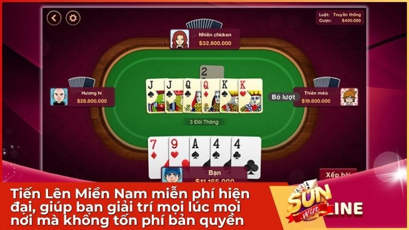 Tiến Lên Miền Nam miễn phí hiện đại, giúp bạn giải trí mọi lúc mọi nơi mà không tốn phí bản quyền