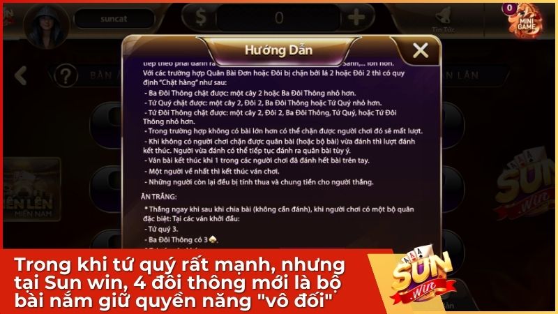 Trong khi tứ quý rất mạnh, nhưng tại Sun win, 4 đôi thông mới là bộ bài nắm giữ quyền năng "vô đối"
