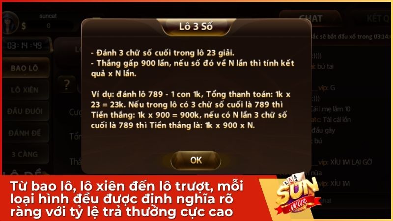 Từ bao lô, lô xiên đến lô trượt, mỗi loại hình đều được định nghĩa rõ ràng với tỷ lệ trả thưởng cực cao, giúp bạn đa dạng hóa chiến thuật